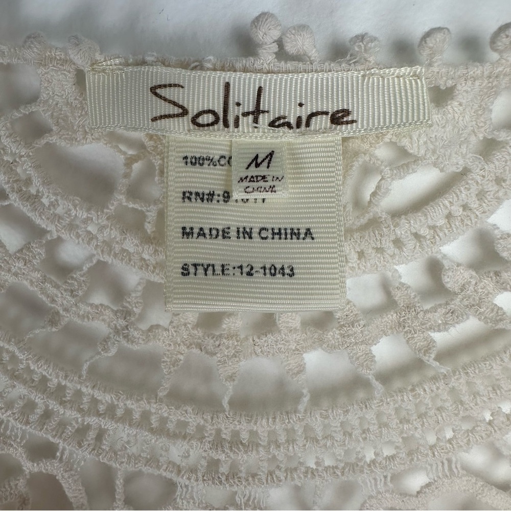 Solitaire Crochet Top Size‎ Medium Cream Boho Western Beachy Hippie - Picture 5 of 12